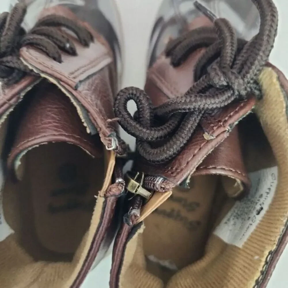 Stepping Stones Toddler Brown Duck Boots Size 8 Lace Up Side Zip Water Resistant